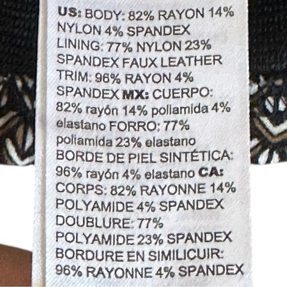 Chico’s 2 (12/12.5) Slim Ankle Pants Geometric Print Faux Leather Trim Brown - Picture 7 of 9